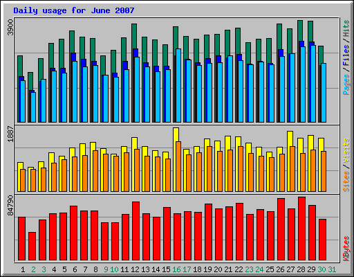 Daily usage for June 2007